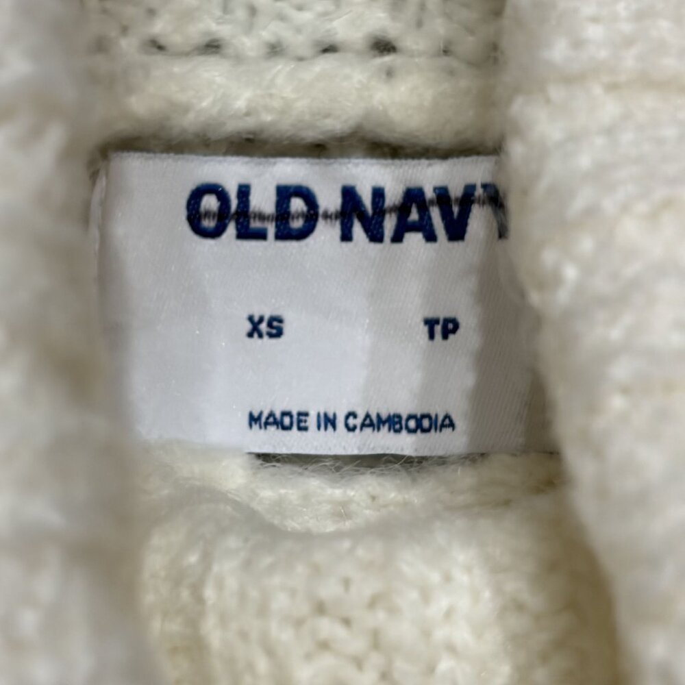 Old Navy Knit Turtleneck Sweater XS Winter White Chunky Preppy Oversized - Picture 4 of 9
